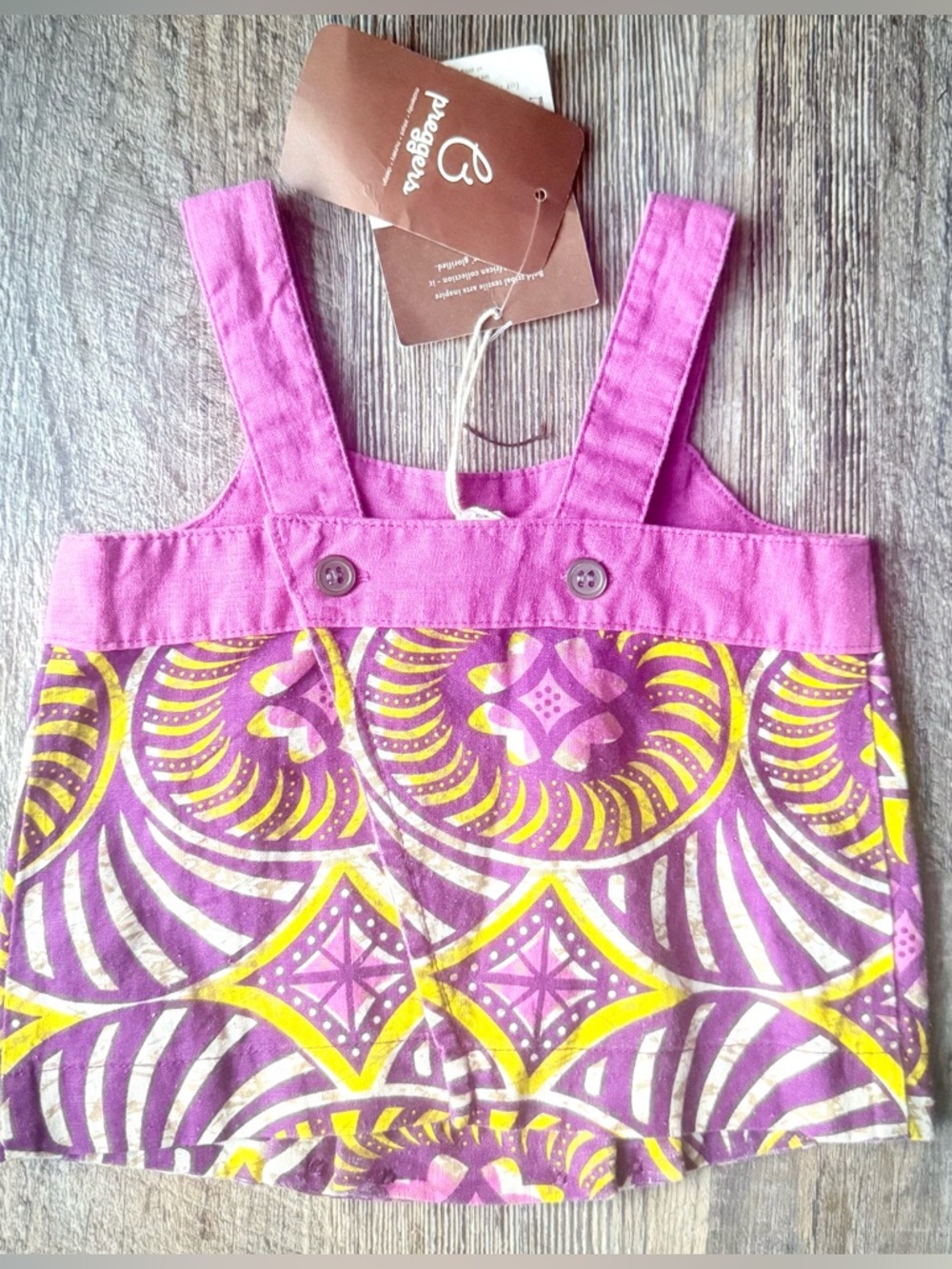 Tea‎ Collection Mopi Cloth Tank Top Size 12-18M Purple Yellow Print NWT